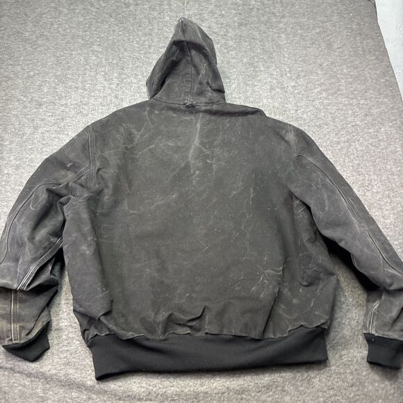 VTG Carhartt J03 Black Thermal Lined Traditional Duck Active Jacket Sz 2XL Logo - Picture 7 of 11